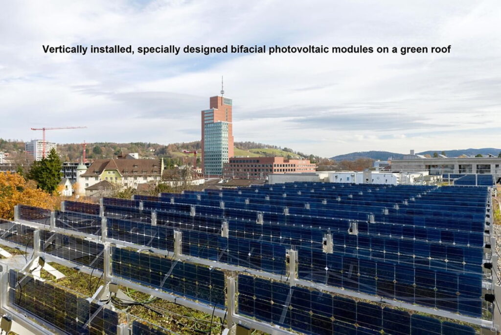 Photovoltaikanlagen mit vertikal montiertem bifazialen Photovoltaikmodul